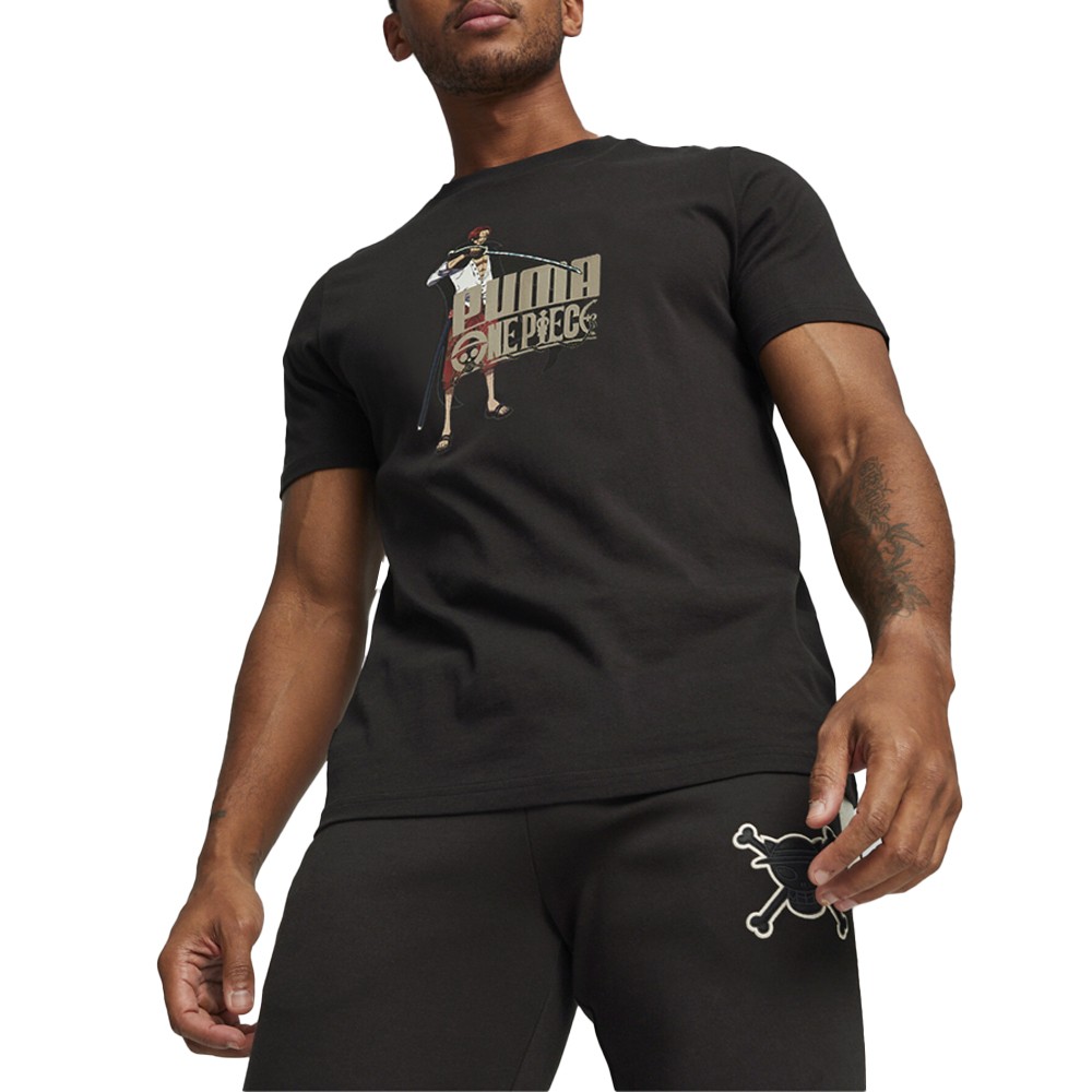 PUMA X One Piece Graphic Crew Neck Short Sleeve T-Shirt Mens Black Casual Tops gallery