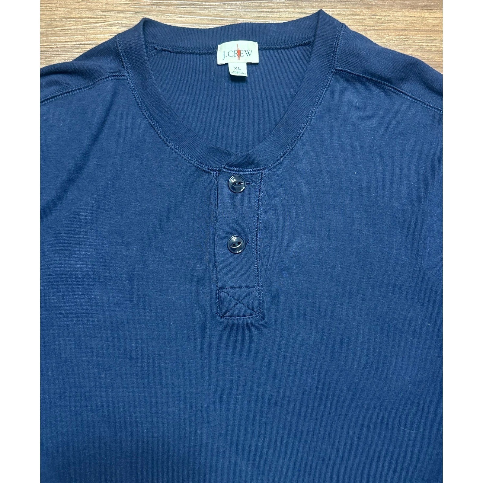 J Crew Oarsman Heritage Brushed Rib Knit Henley Base Layer Shirt Navy Sz XL gallery