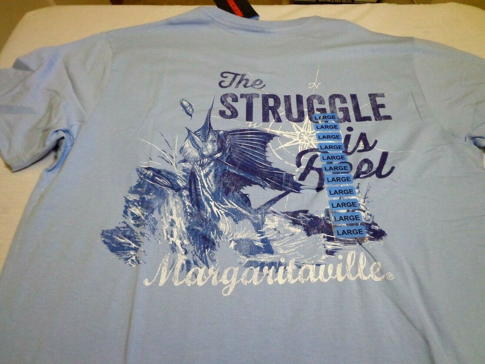 Jimmy Buffett Margaritaville “THE STRUGGLE IS REEL” Fishing T Shirt Large