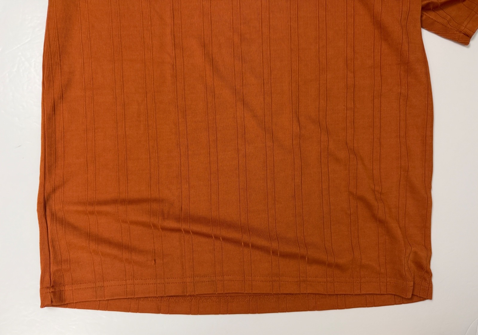 Vintage 90s Y2K Ribbed Shirt Men Large Silky Stretchy Polyester Burnt Orange gallery
