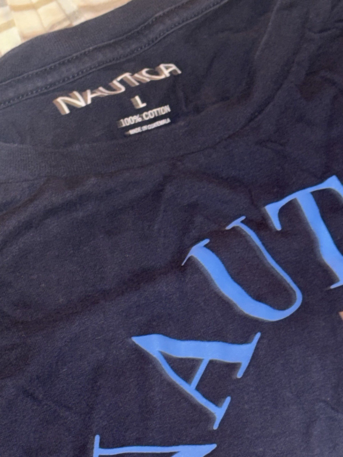 Nautica Navy Sailboat Graphic Logo Crew Neck Short Sleeve Cotton L gallery