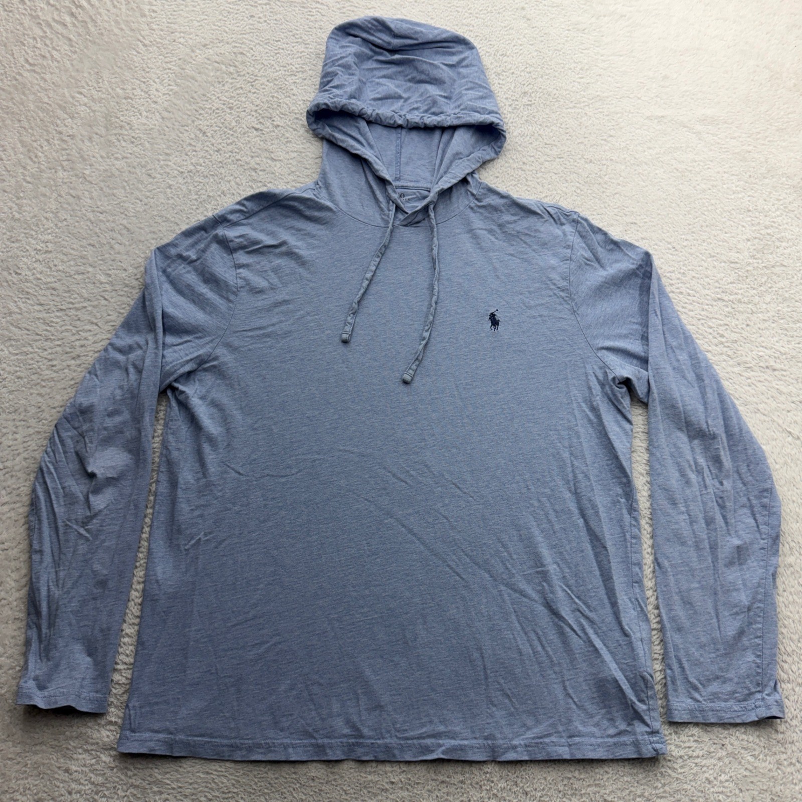 Polo Ralph Lauren Mens Hooded T-Shirt Light Blue Heather Cotton Long Sleeve L gallery