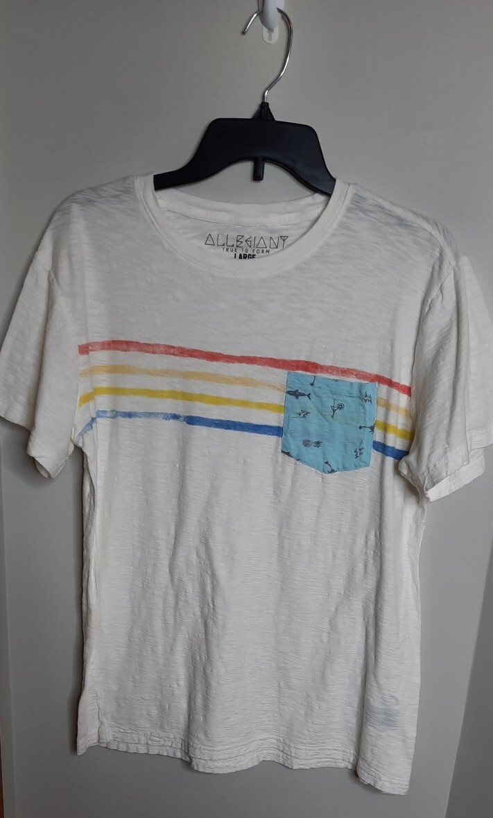 Allegiant True To Form Mens Crew Neck T Shirt Pocket Tee Size L White Beachy gallery