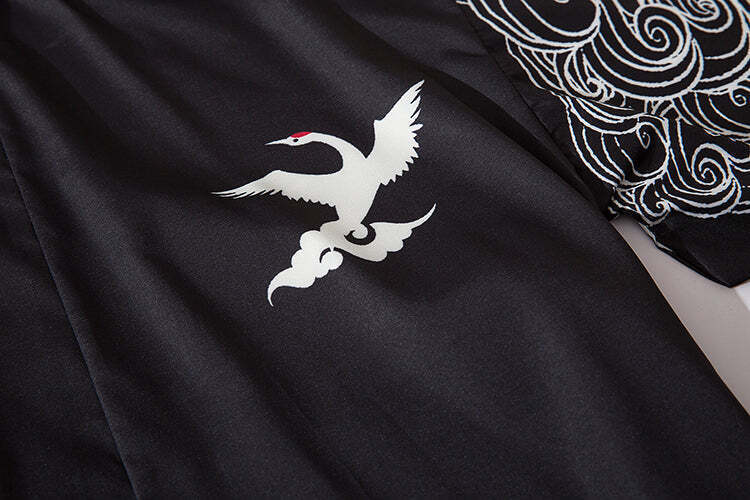 Niepce Streetwear Japanese Black Kimono Graphic Tee Samurai Short Sleeves Shirt gallery