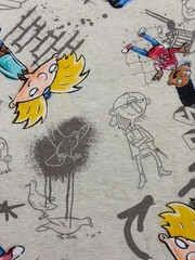 Nickelodeon Hey Arnold! All Over Print Graphic T-Shirt Mens Size S Heather Tan