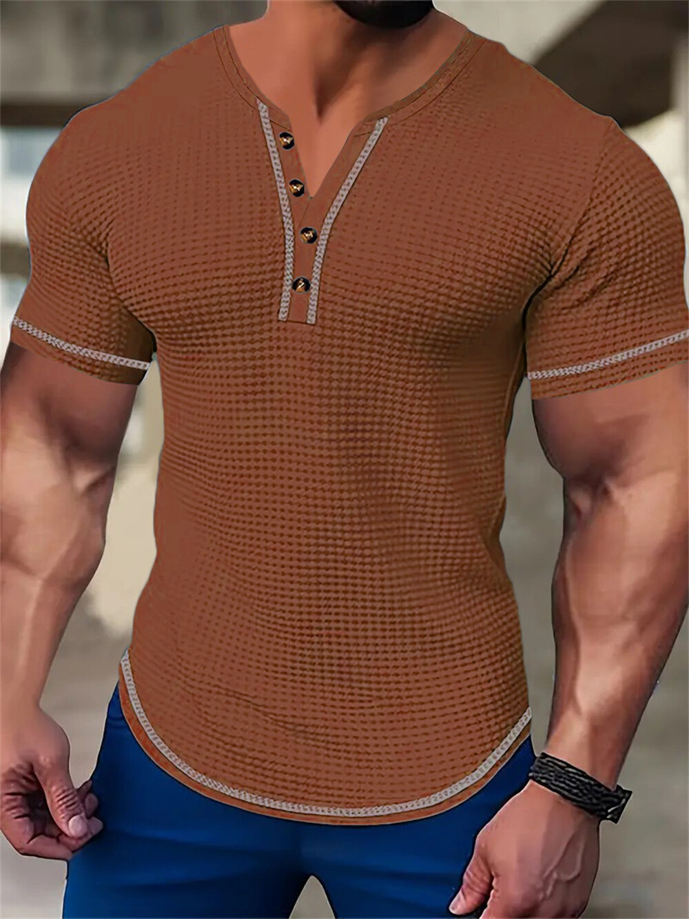 Men's Muscle V-Neck T Shirt Short Sleeve Shirt Gym Workout Athletic Tee Shirts gallery