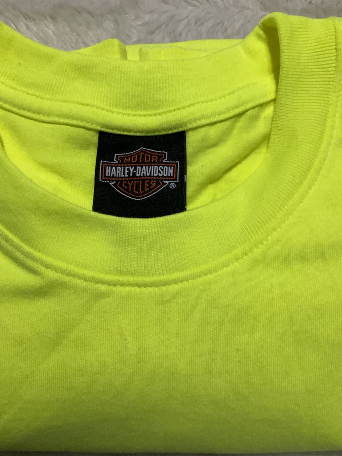 Harley Davidson Men’s Size Large Safety Yellow Short Sleeve T-Shirt Riding Hrg gallery