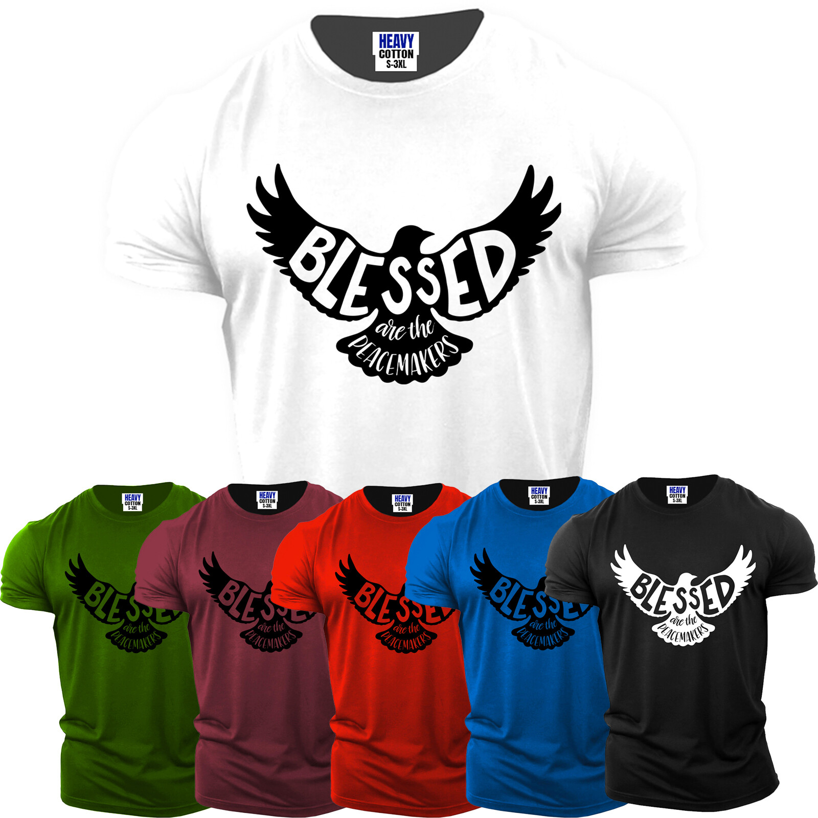 Mens T-Shirt Jesus Cross Christian Religious Blesseds USA God Faith New Gift Tee