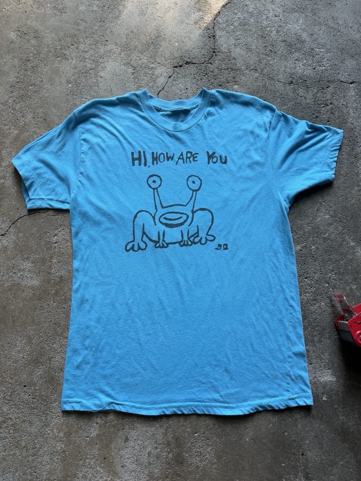 VTG Daniel Johnston hi how are you album nirvana Kurt cobain graphic shirt Blue gallery