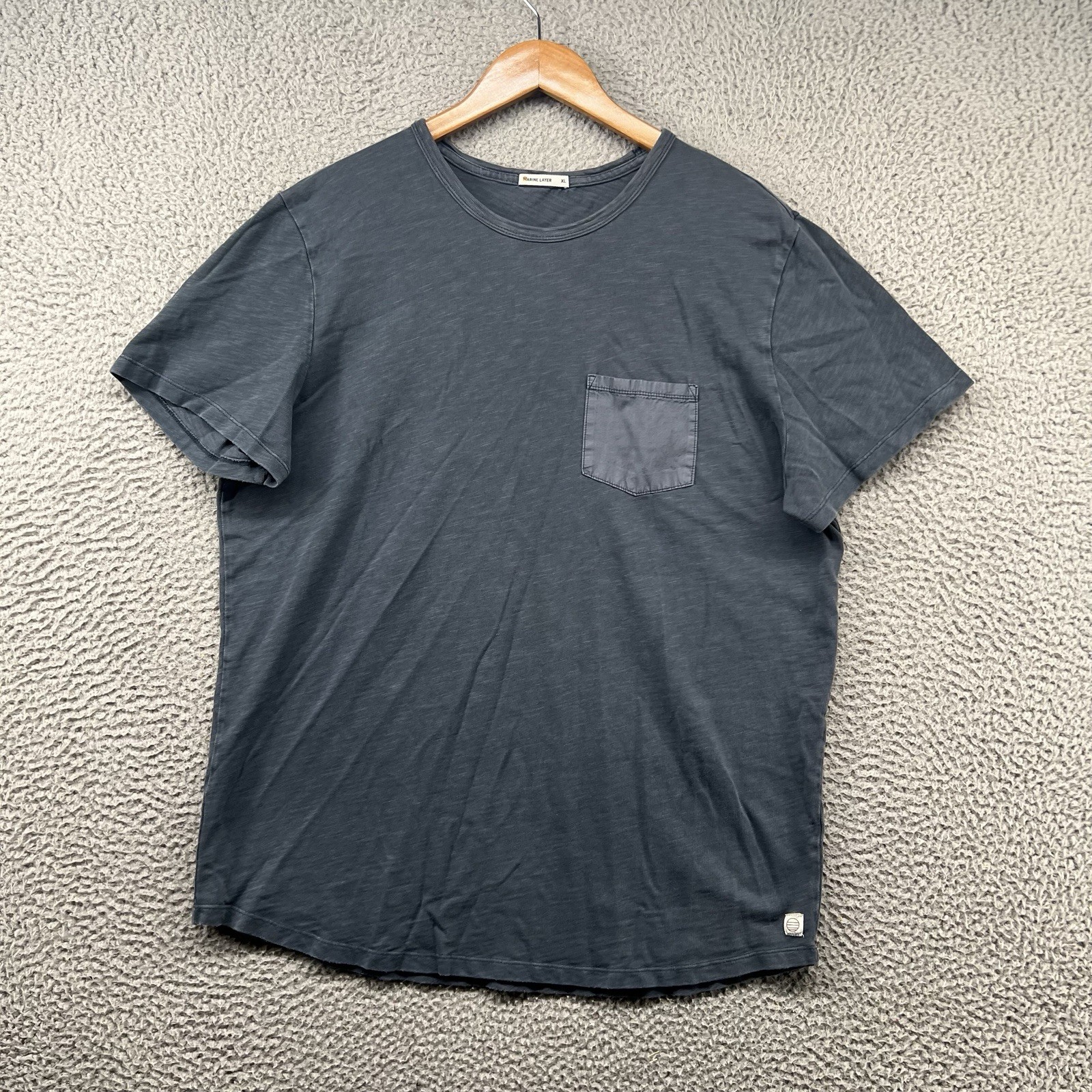 Marine Layer Terracotta Shirt Mens XL Navy Blue Pocket T Slub Relaxed Fit Soft gallery
