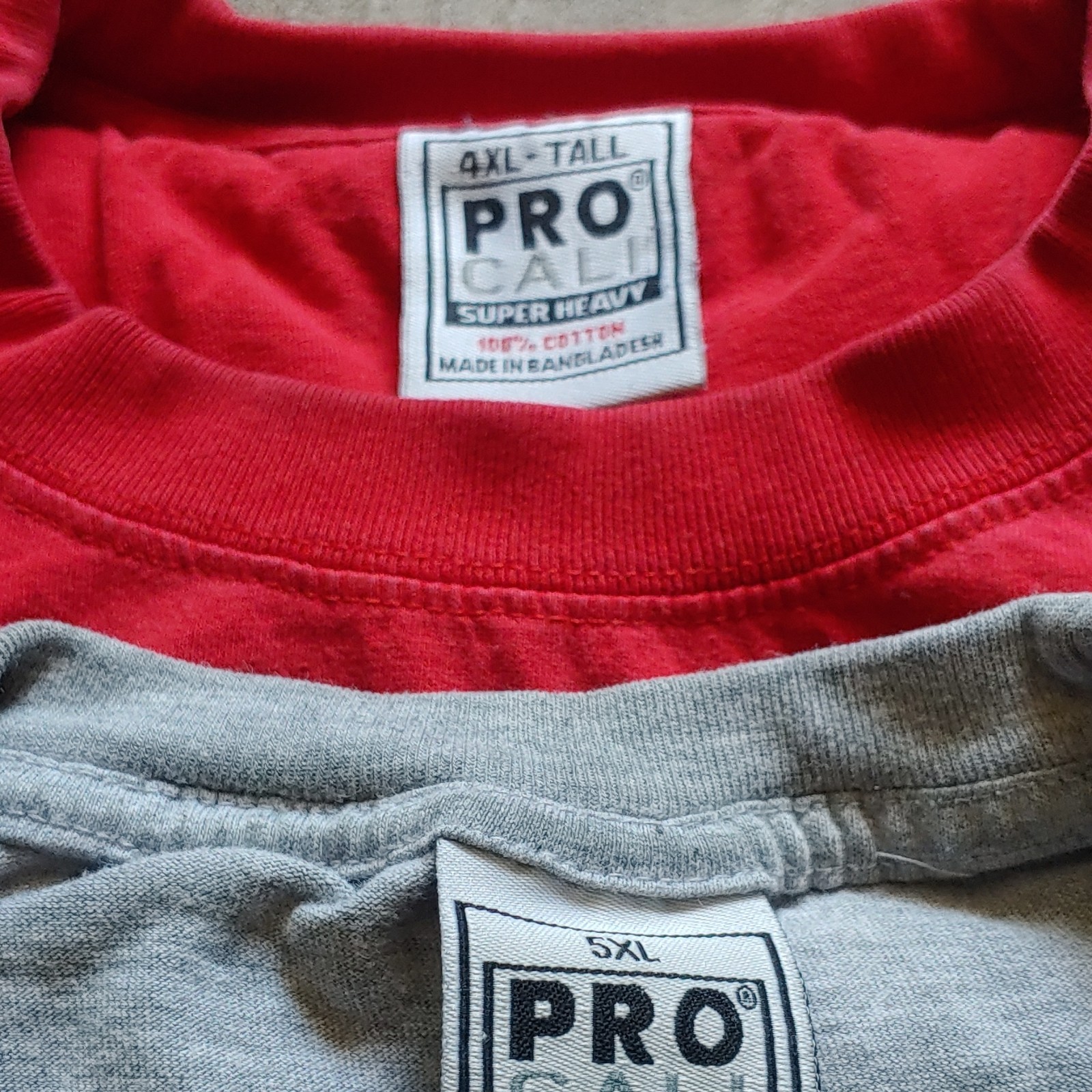 Pro Club Super Heavy Men's Cotton Jersey Crew Neck T-Shirt Lot Red Gray 4XL gallery