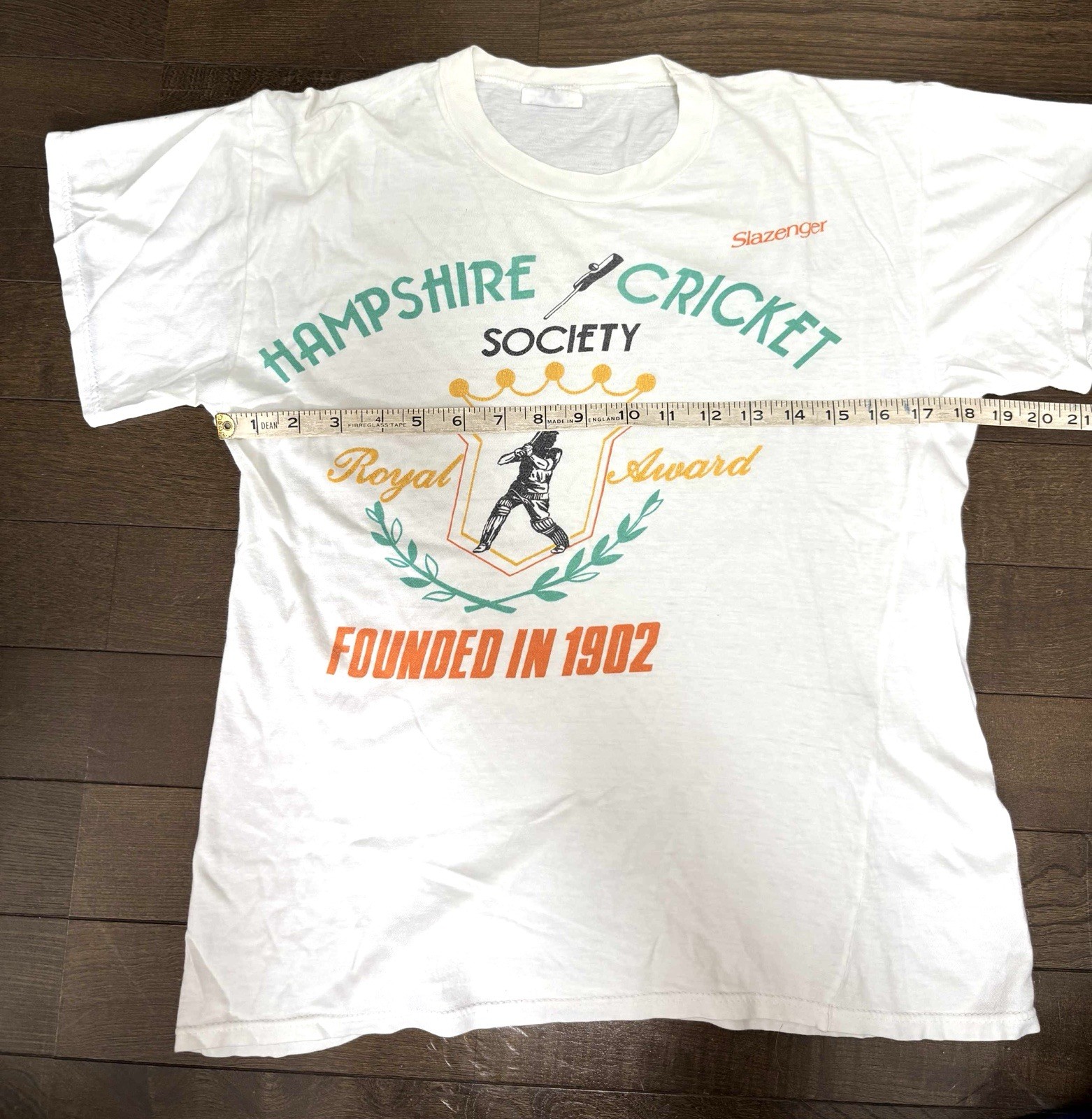 Slazenger Hampshire Vintage T-shirt Tee Cricket Society White UK Mens S 70s 80s gallery