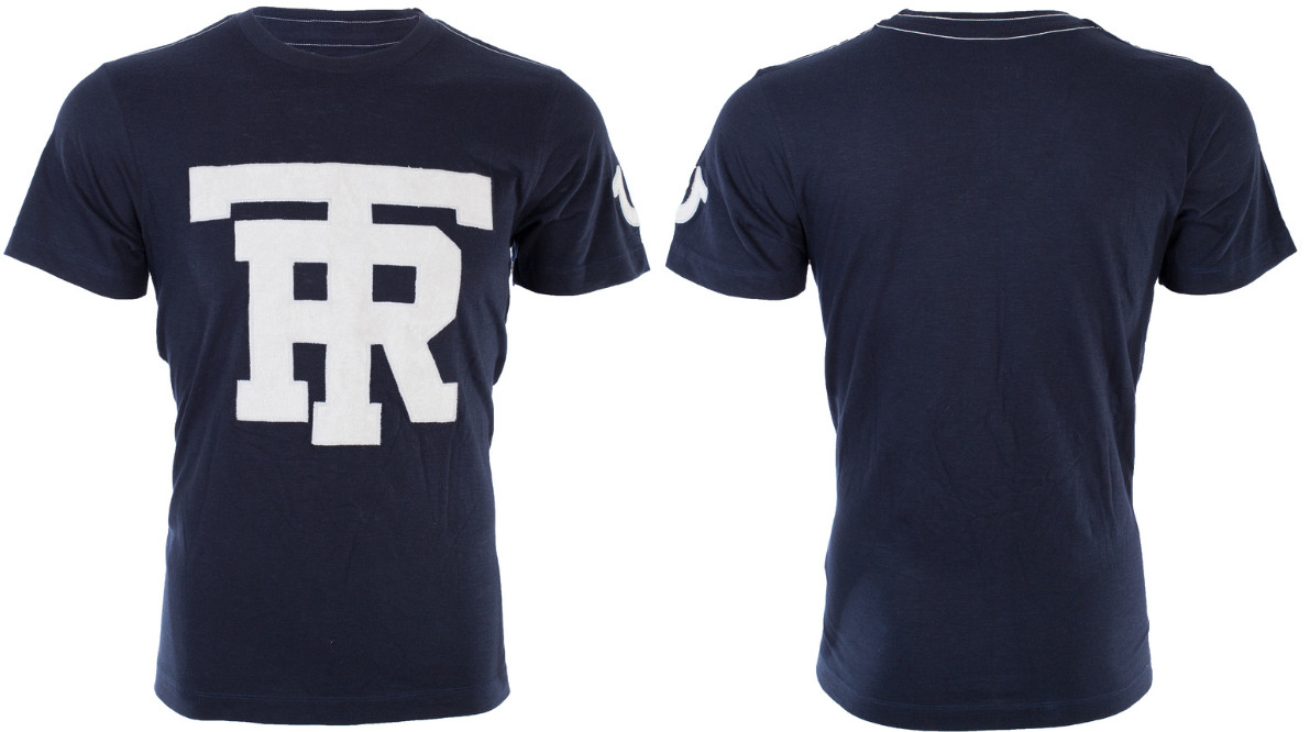 $79 TRUE RELIGION Navy UNIVERSITY OF TR Short Sleeve Applique Graphic T-shirt gallery