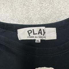 Comme des Garcons PLAY Size XL Black Graphic Logo Crew Neck Short Sleeve Tee