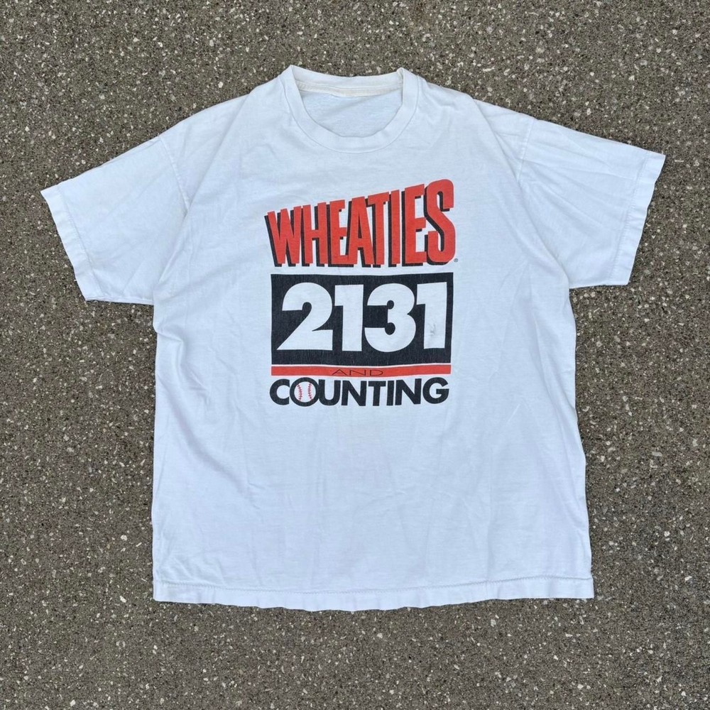 Vintage 1995 White Wheaties “2131 and Counting” Cal Ripken Jr. MLB Tee