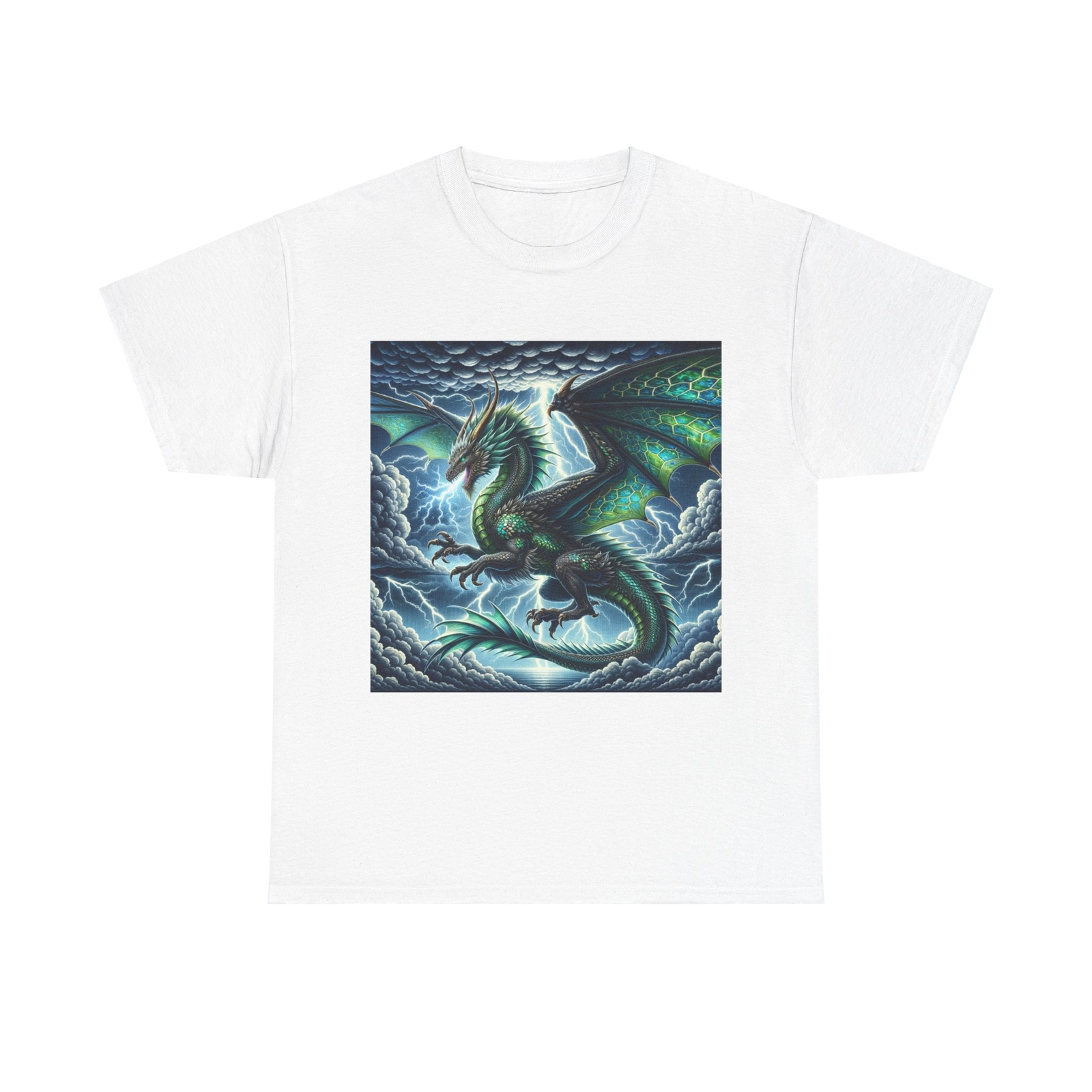Unisex Adult T Shirt Dragon Art Thunderstorm Fantasy Illustration gallery