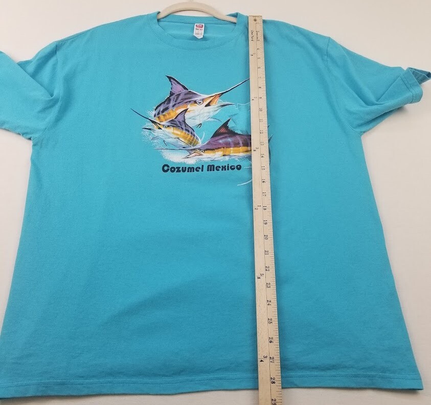 Cozumel Mexico T Shirt Men's XL Blue Short Sleeves Crewneck Fish Stretch Cotton gallery