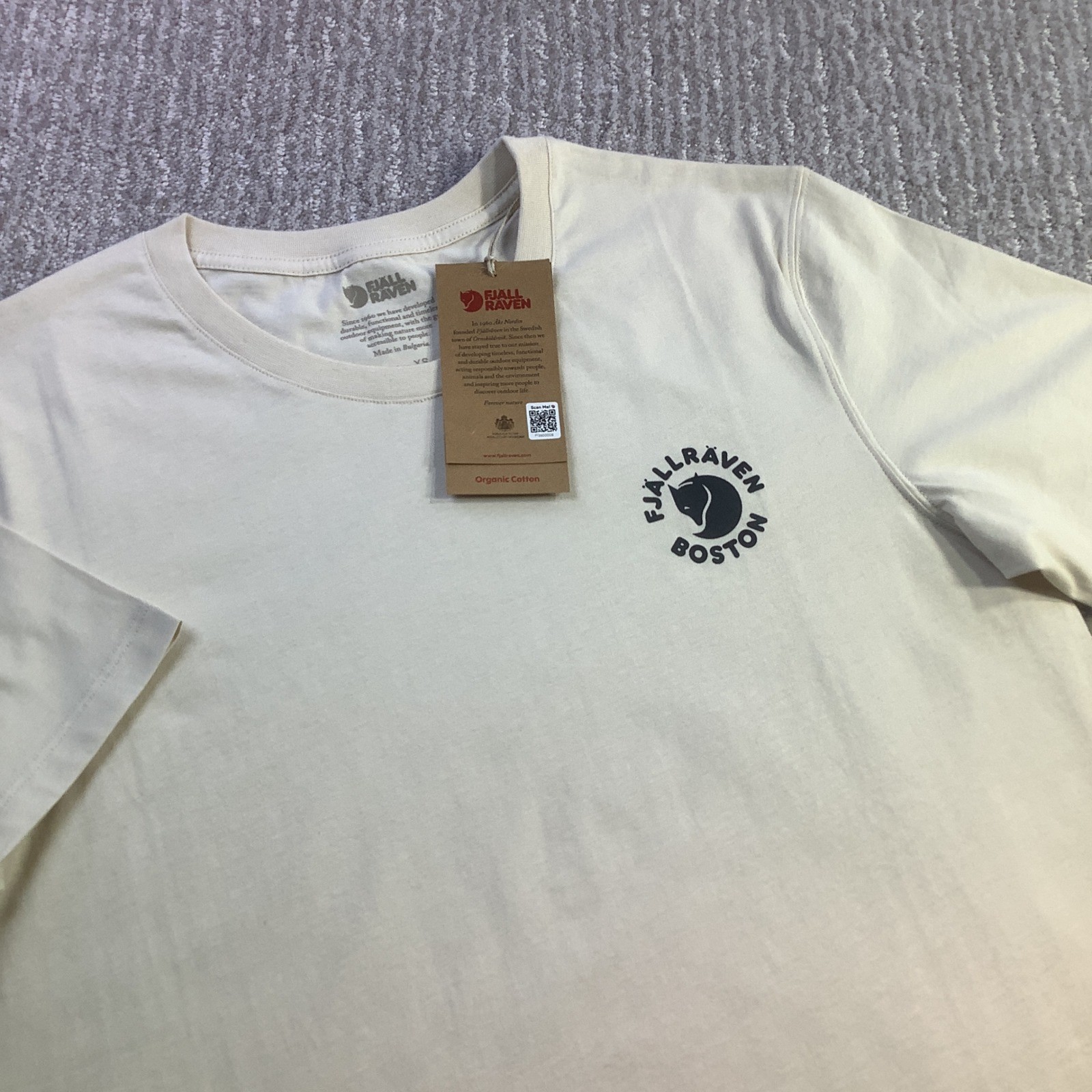 Fjallraven Kanken T-Shirt Boston Chalk White Organic Cotton Unisex Size XS NWT gallery