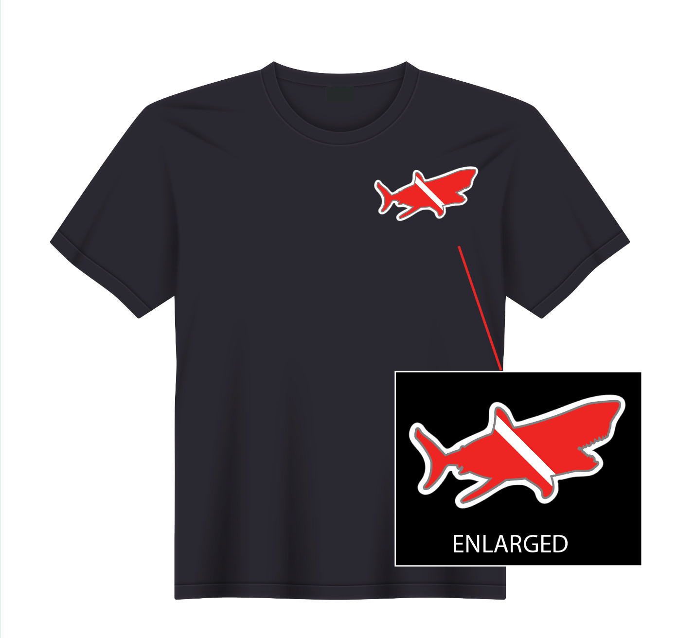 Scuba Diver Diving Flag Shark Ocean Sea Fishing T-Shirt NEW S, M, L, XL