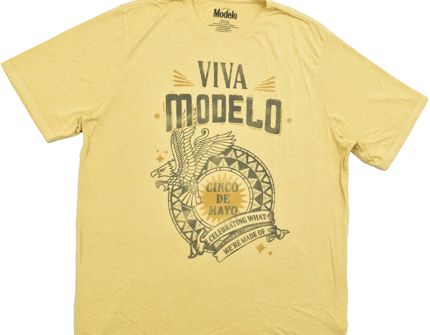 Lucky Brand Men’s Modelo Luchador Yellow Short Sleeve Crew Neck Size 2XLT NEW