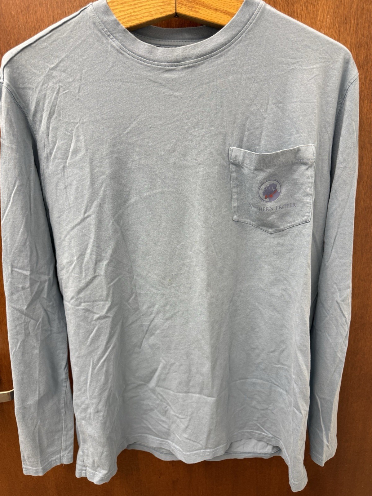 Southern Proper Long Sleeve Dog Graphic Pocket T-Shirt Blue Men’s Size L