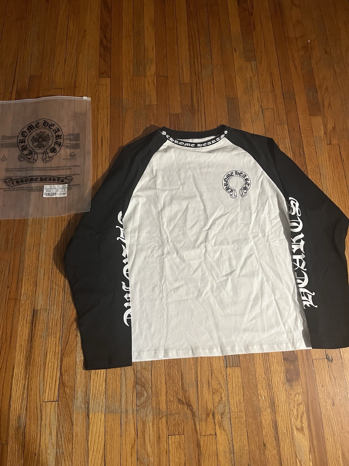 Chrome Hearts Long Sleeve T-Shirt Black/White Sz S
