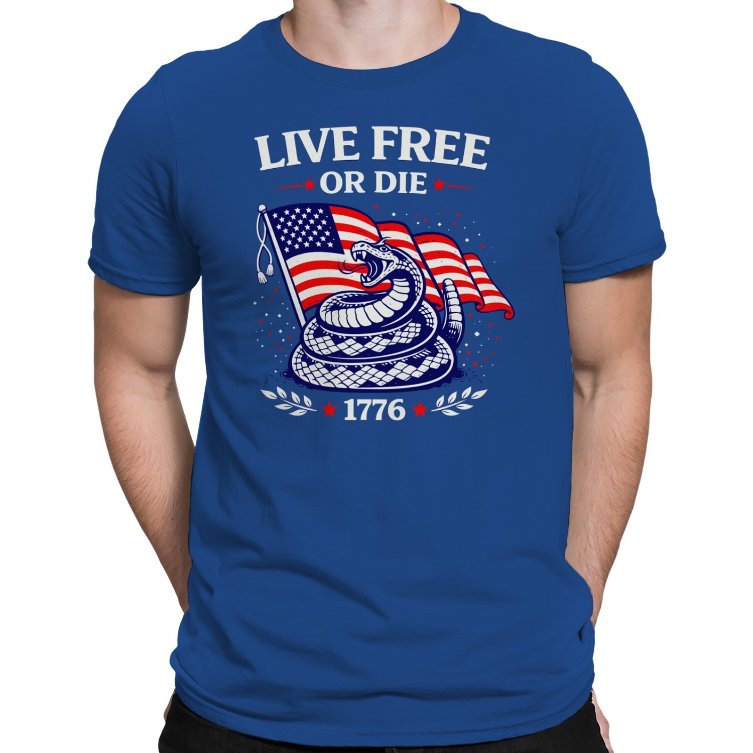 Live Free or Die 1776 Patriotic Snake Men's T-shirt gallery
