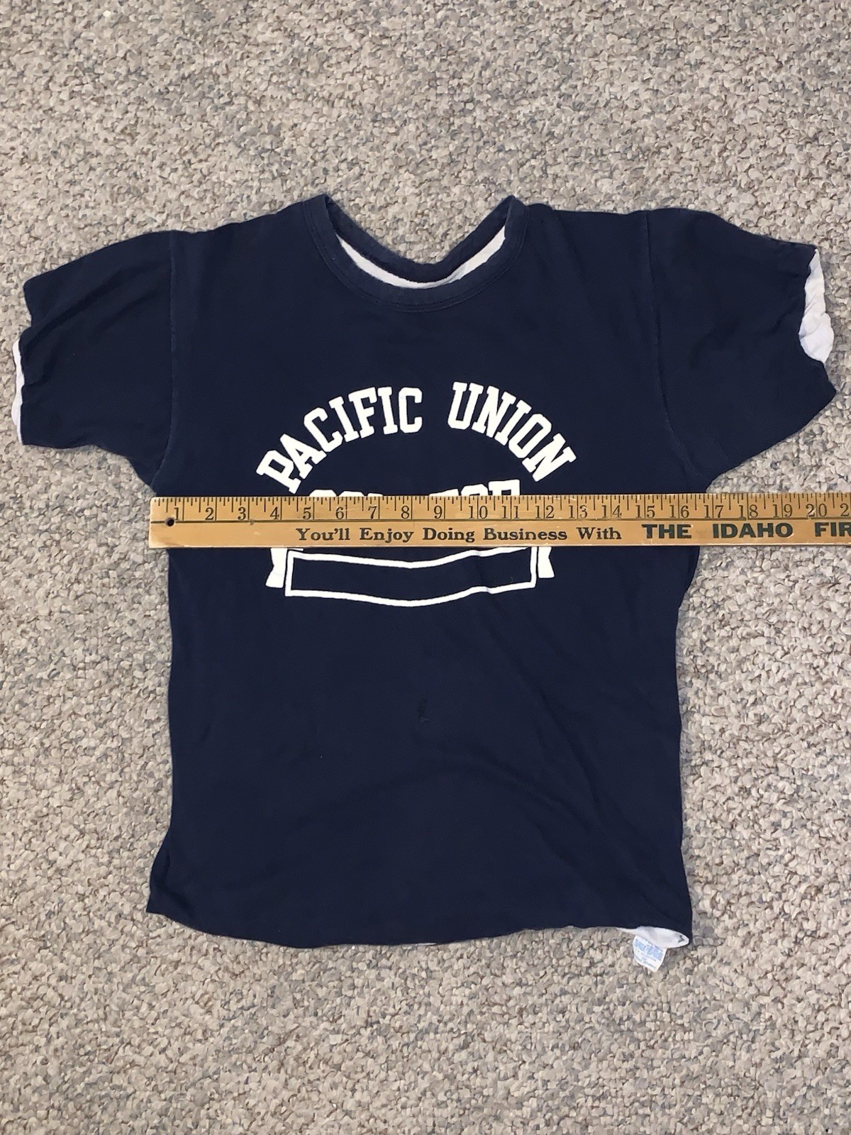 Vtg 70s Champion Reversible Double Face College P.E. Gym T Shirt Sz S Blue Bar gallery