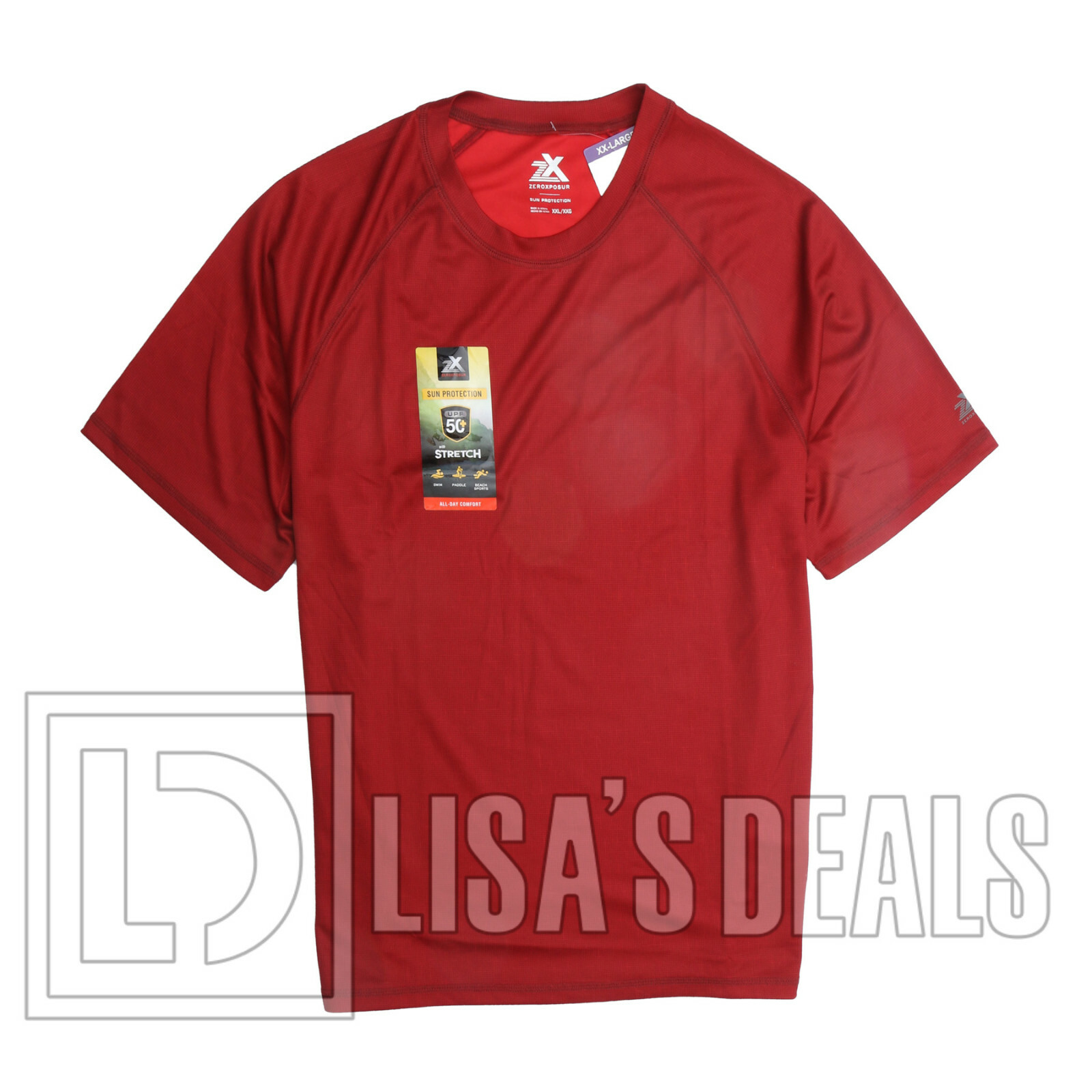 Mens Zeroxposur Tee T-shirt Sun Protection Top Short Sleeve Navy Red Blue XXL