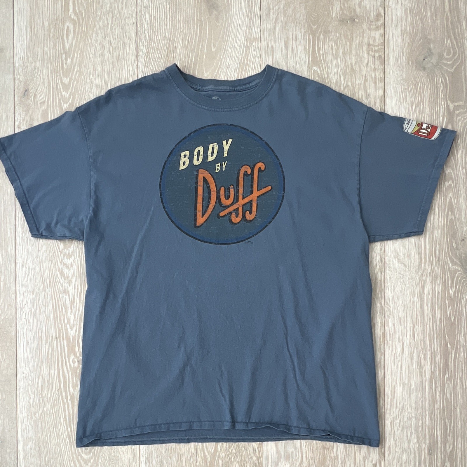 Universal Studios The Simpsons Duff Logo Graphic Blue Cotton Crew T-Shirt XL gallery