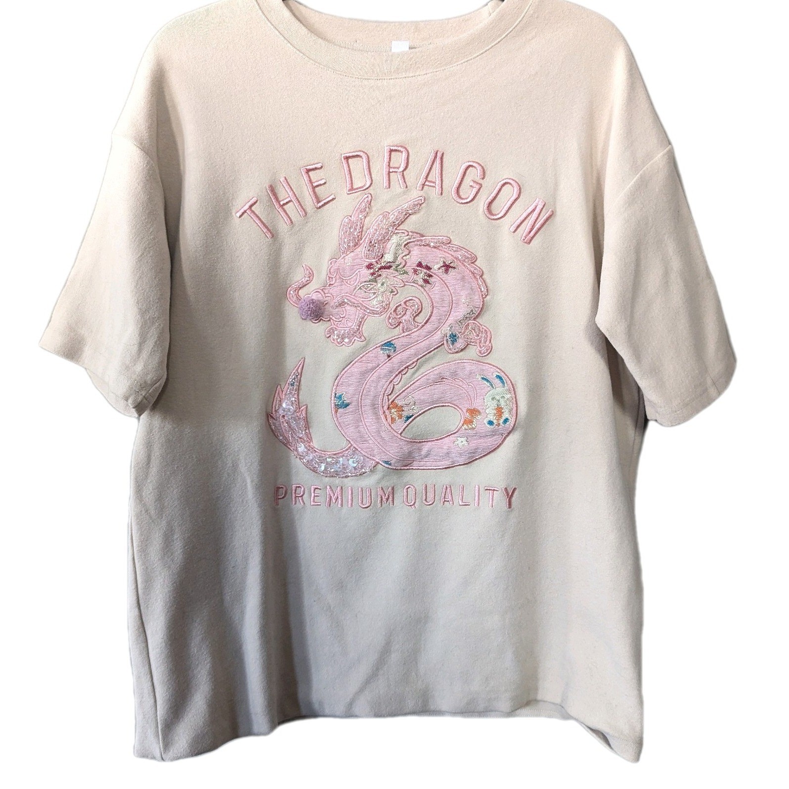 Rare Premium Quality Shell Pink Dragon Short Sleeve Sweatshirt New Year 2024 gallery
