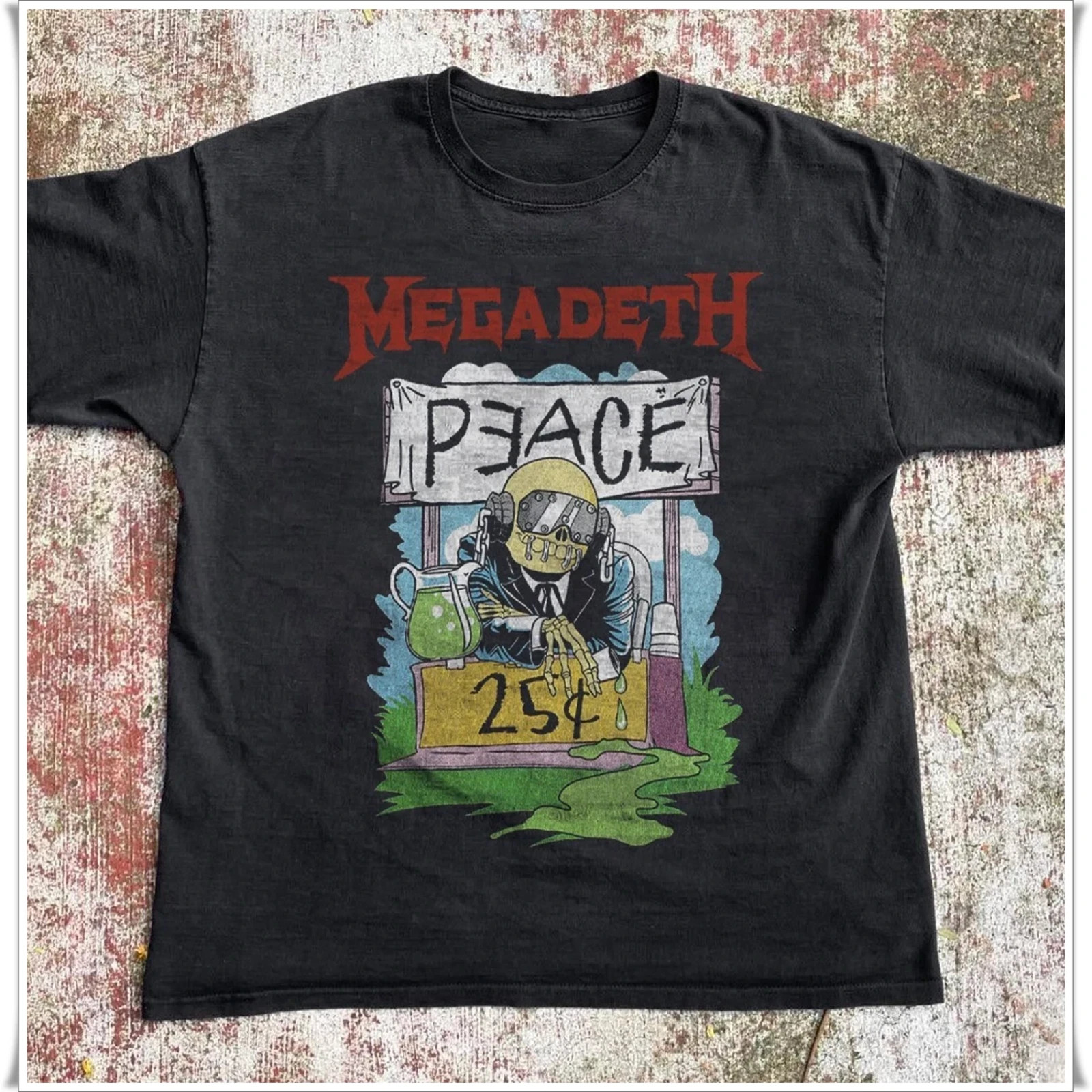 Megadeth Peace 25 Cents T-shirt, Unisex Black Cotton T-shirt, Size S-5XL H415
