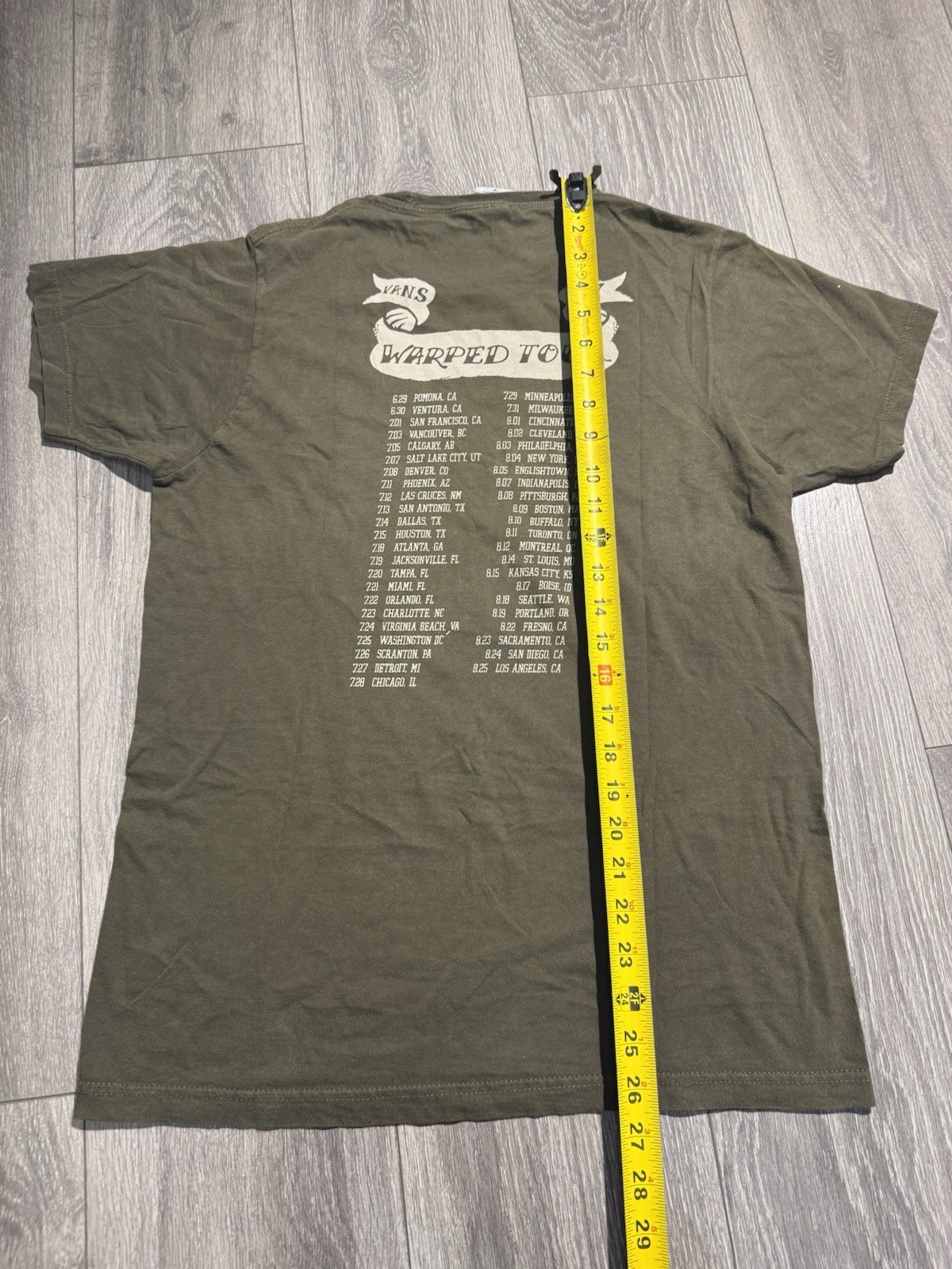 Vans Warped Tour 2007 Lucky 13 Green Medium Tour Shirt Double Sided gallery