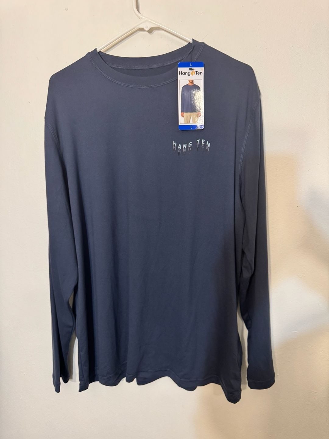 Hang Ten Men’s Long Sleeve Sun Tee UPF 50+ Blue Size L NWT