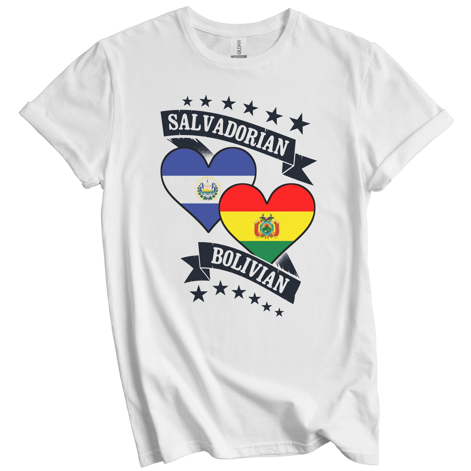 Salvadorian Bolivian Heart Flags El Salvador Bolivia T-Shirt gallery