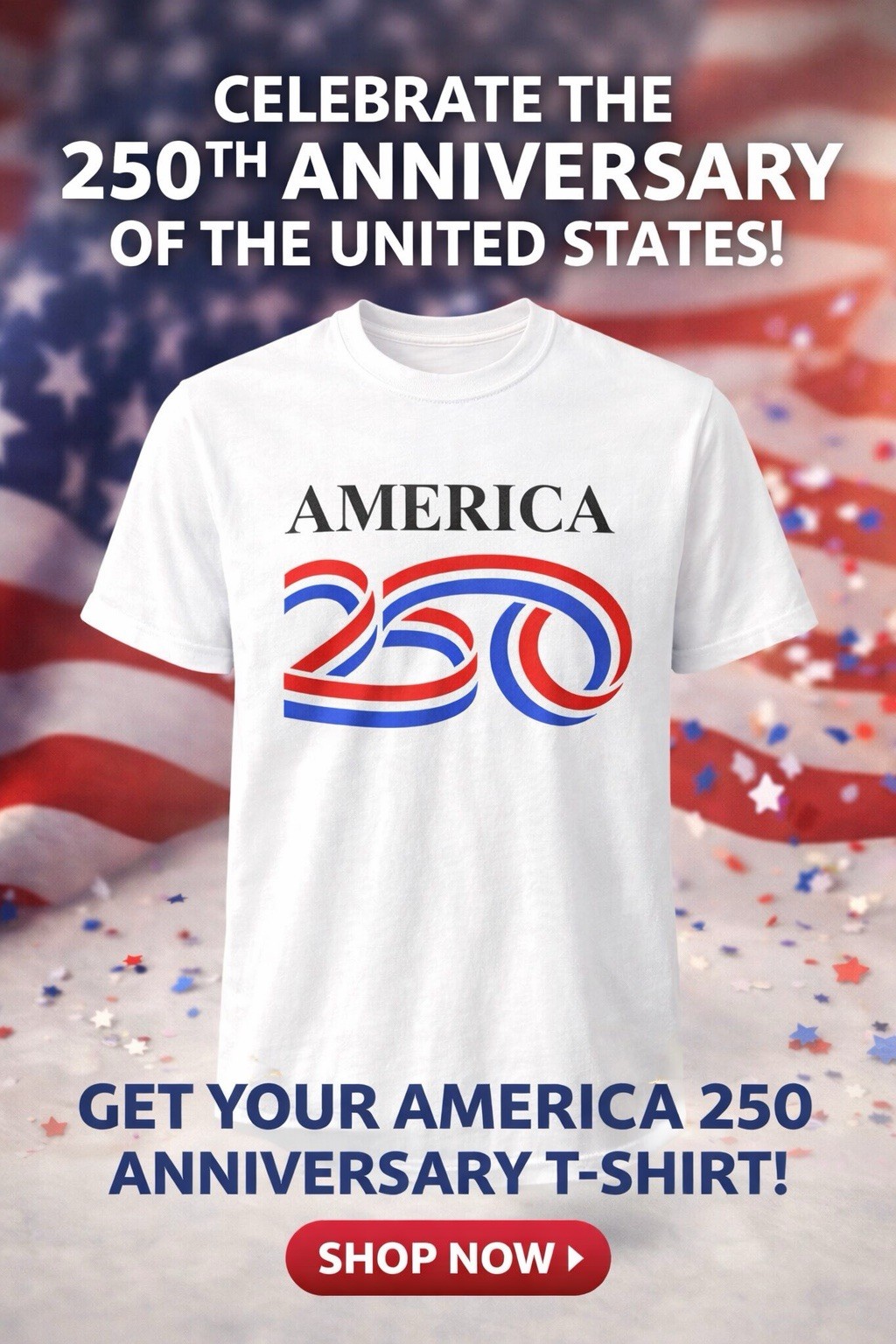 AMERICA 250th Anniversary T Shirt Adult Unisex S, M, L, XL, XXL. White. USA 🇺🇸 gallery