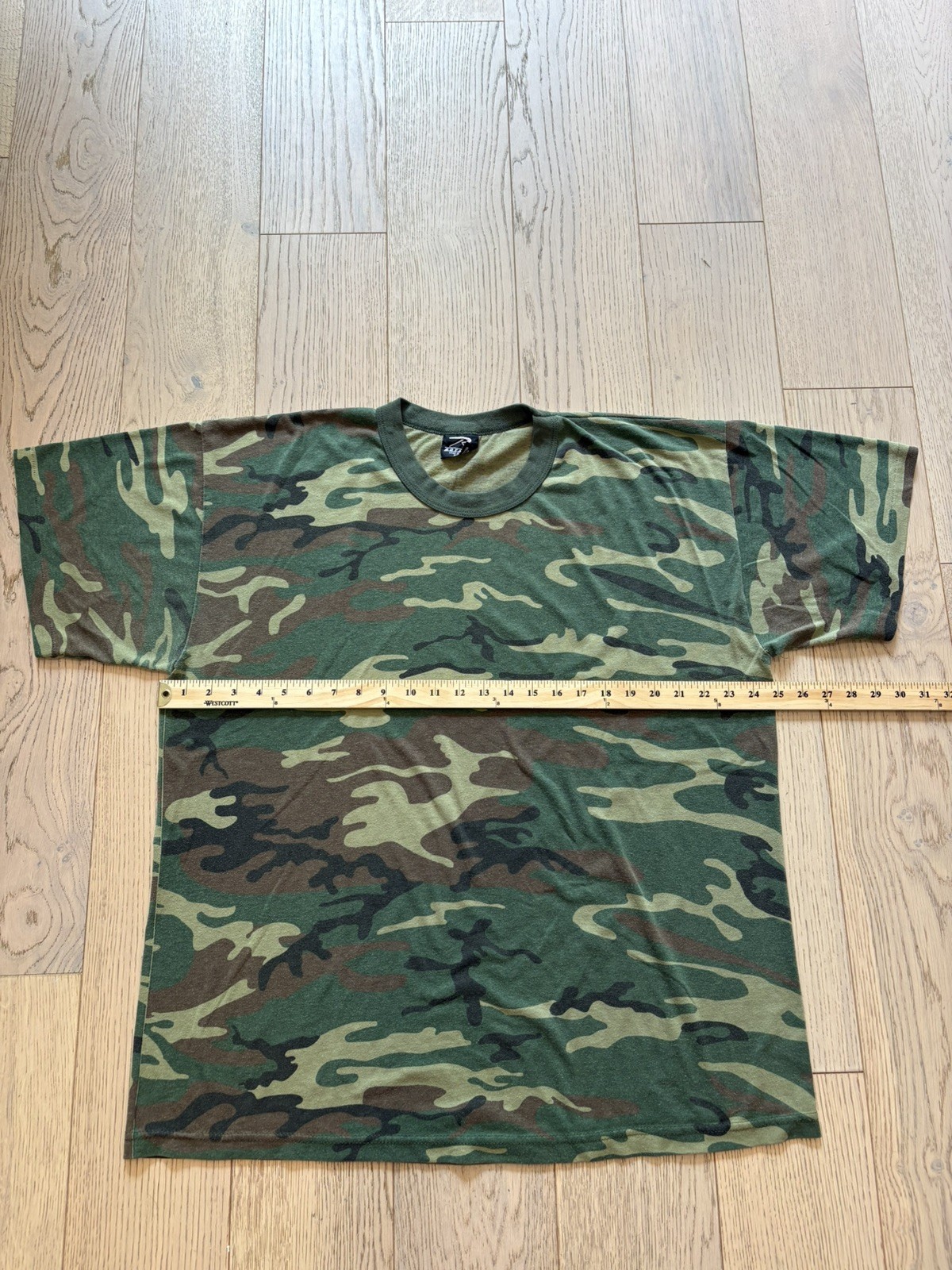 Vintage 90s Rothco Woodland Camo T Shirt XXL Made in USA Military Camouflage gallery