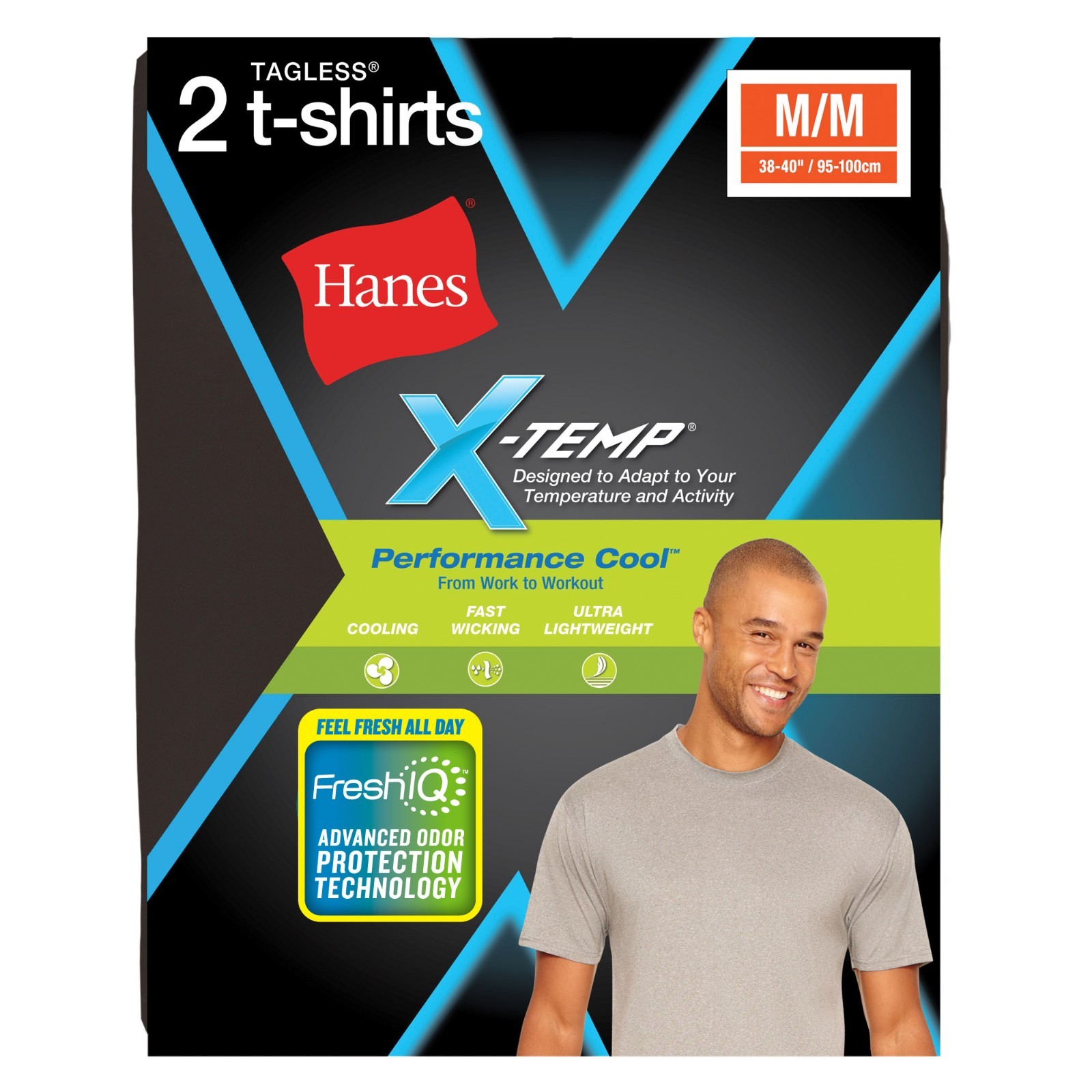 Hanes Men’s X-Temp Performance Cool Crew Neck T-Shirts Size M 6 Packs (12 Pcs)