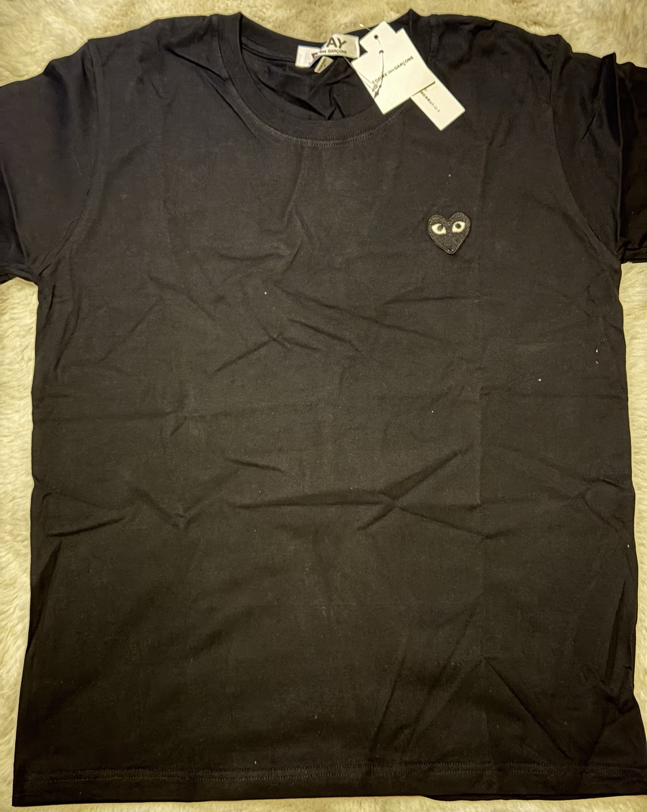 Comme Des Garcons Play Heart Logo Black Men's Short Sleeve T Shirt Size L gallery