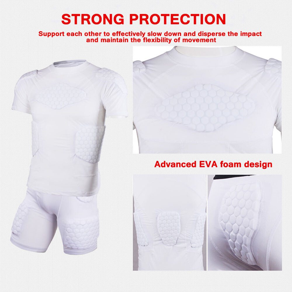 Men's Padded Compression Shirts,W/ Pads Training Vest Protector T-Shirt gallery