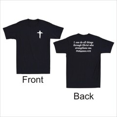 Philippians 4:13 Jesus Christian Bible Cross Faith (Front & Back) Men’s T-Shirt