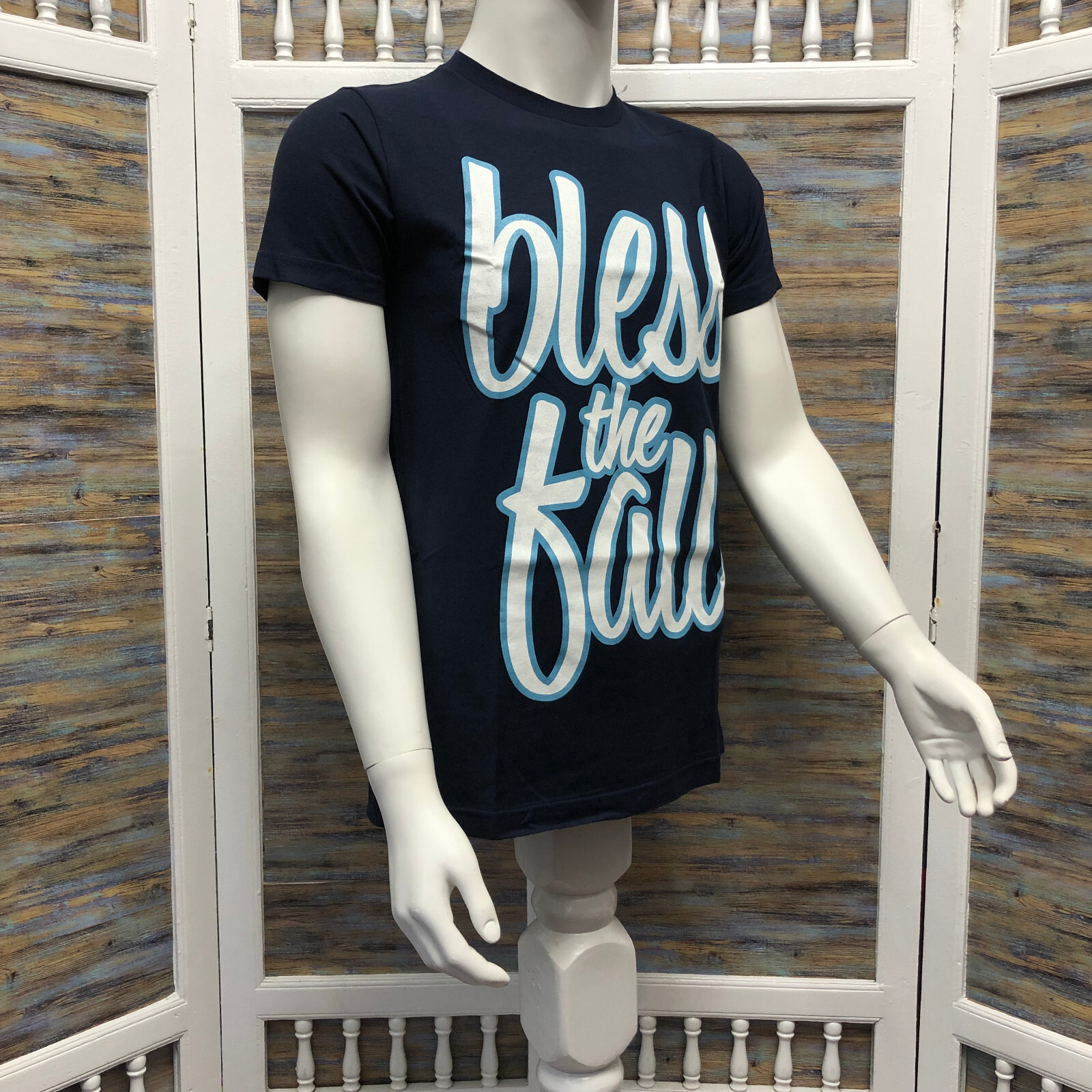 Bless The Fall Spell Out T Shirt Metal Core Band Blue Men's Size S gallery