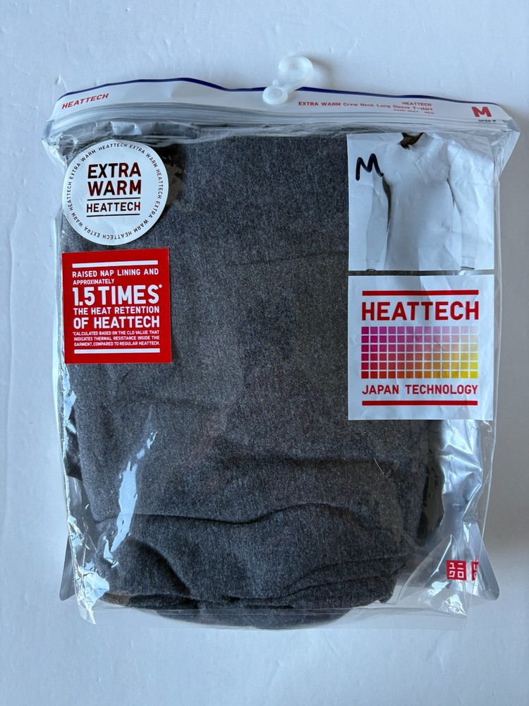 Uniqlo Mens HEATTECH Extra Warm Crew Neck Long-Sleeve T-Shirt Dark Gray Size M