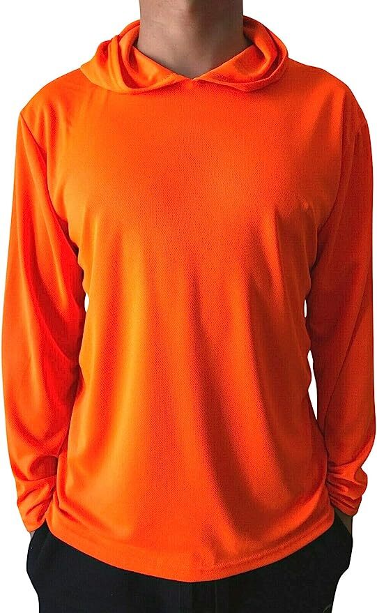 Safety Neon Orange Long Sleeve Hoodie T Shirt Polyester Tee Birdeye Mesh New gallery