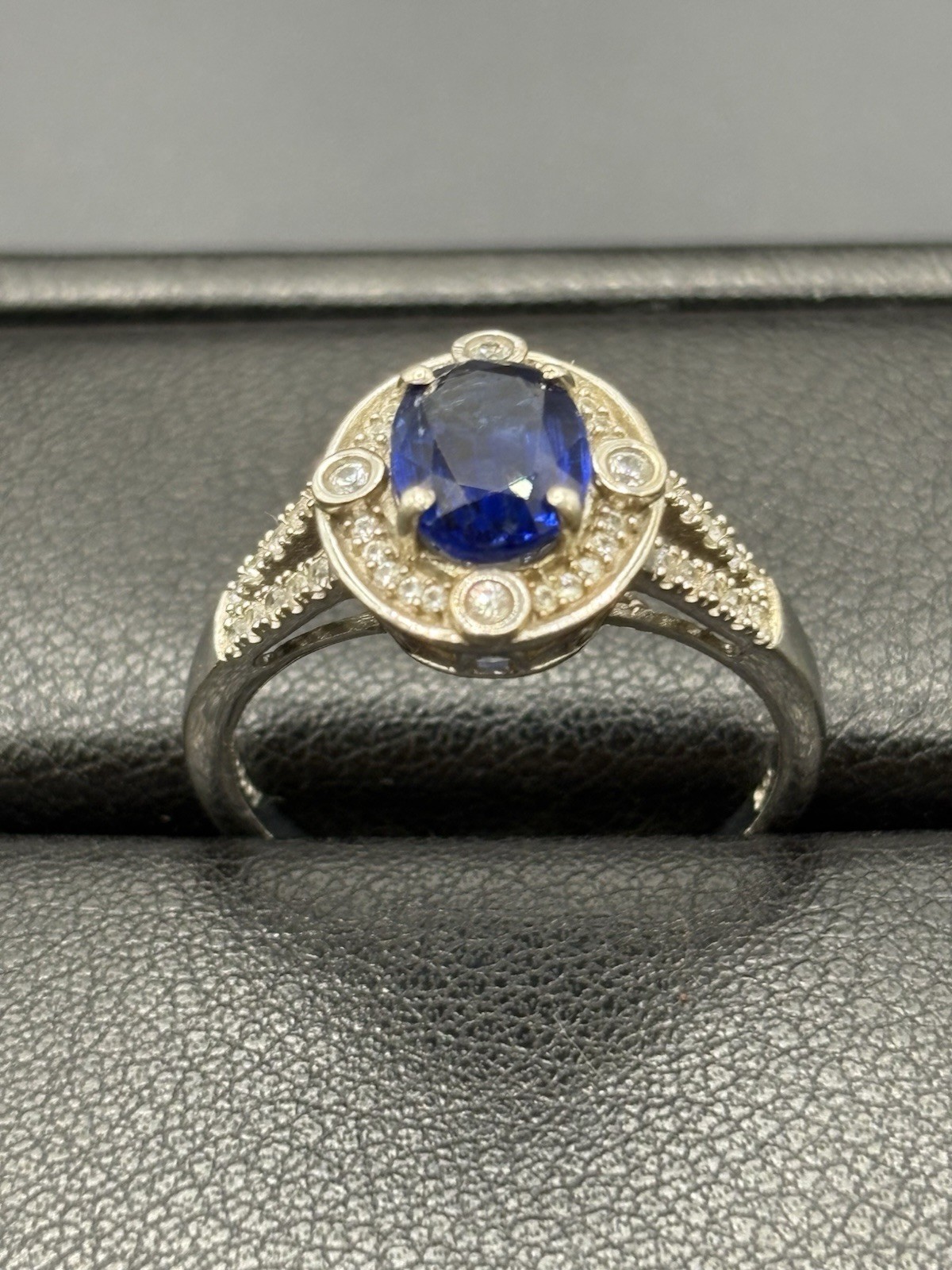 Djoy Sterling Silver Lab Blue Sapphire Ring Size 11 E4