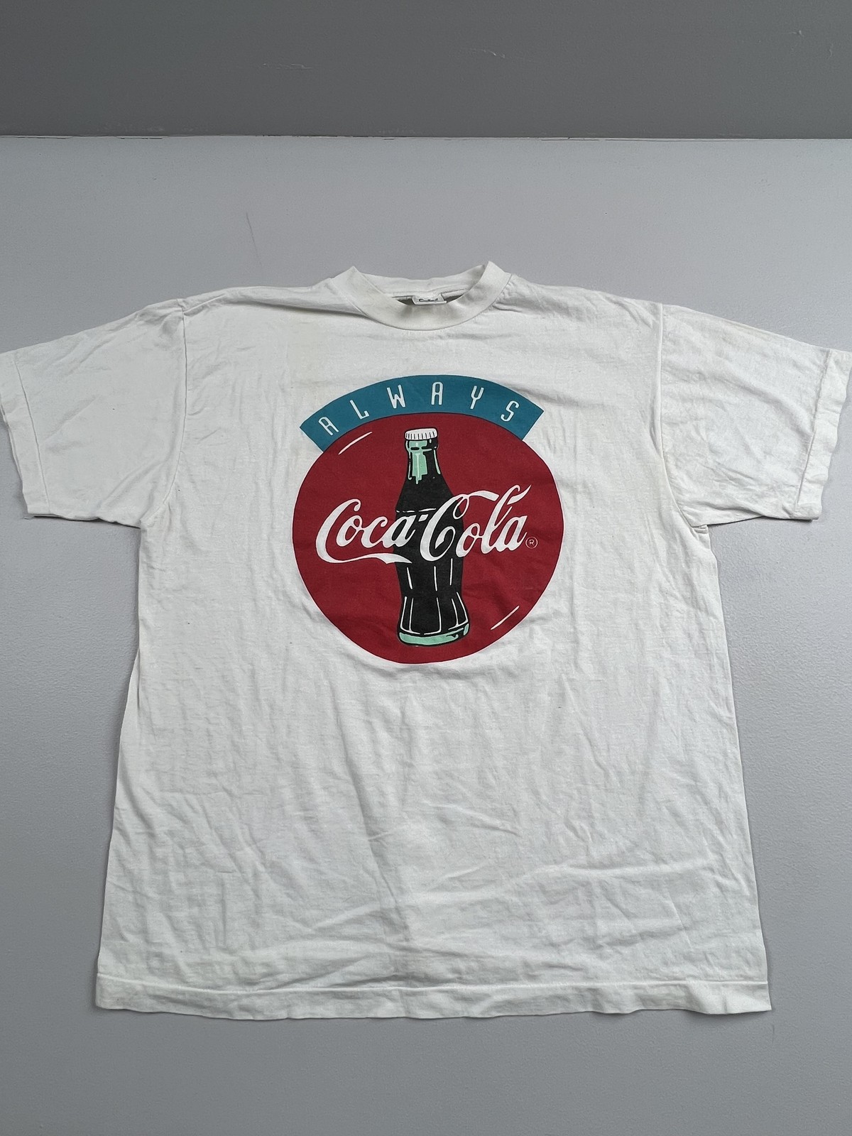 Vintage Coca-Cola Shirt Mens XL White Always Bottle Graphic Tee Soda Advertising