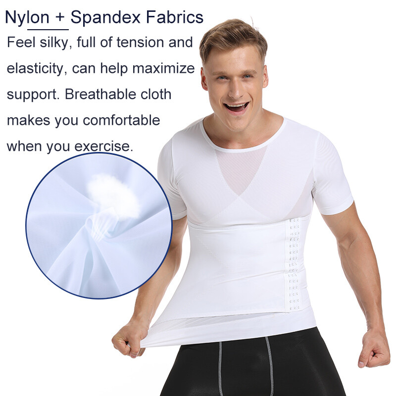 Men' Slimming Body Shaper Compression Shapewear T-Shirt With Hook/Zipper Vest US gallery