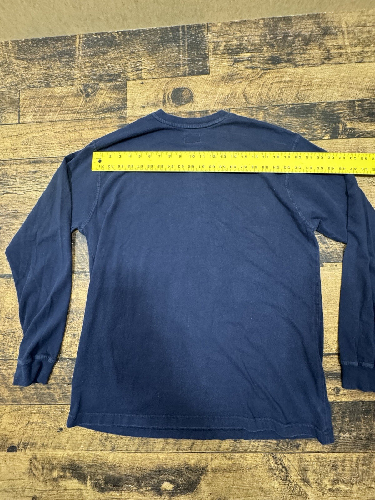 JOHN DEERE Leather Logo Long Sleeve T-Shirt L Henley Button Up 100% Cotton Blue gallery