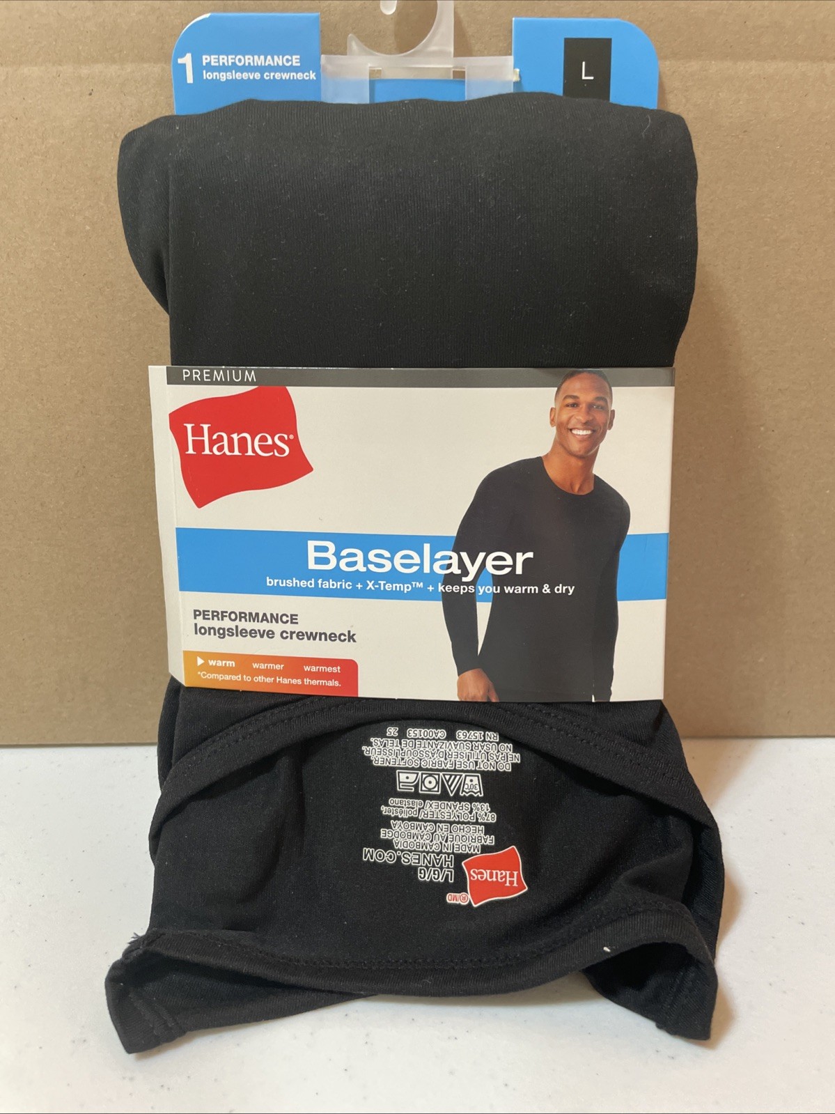 Hanes Men's Thermal Long Sleeve Performance Top Black Large Baselayer gallery
