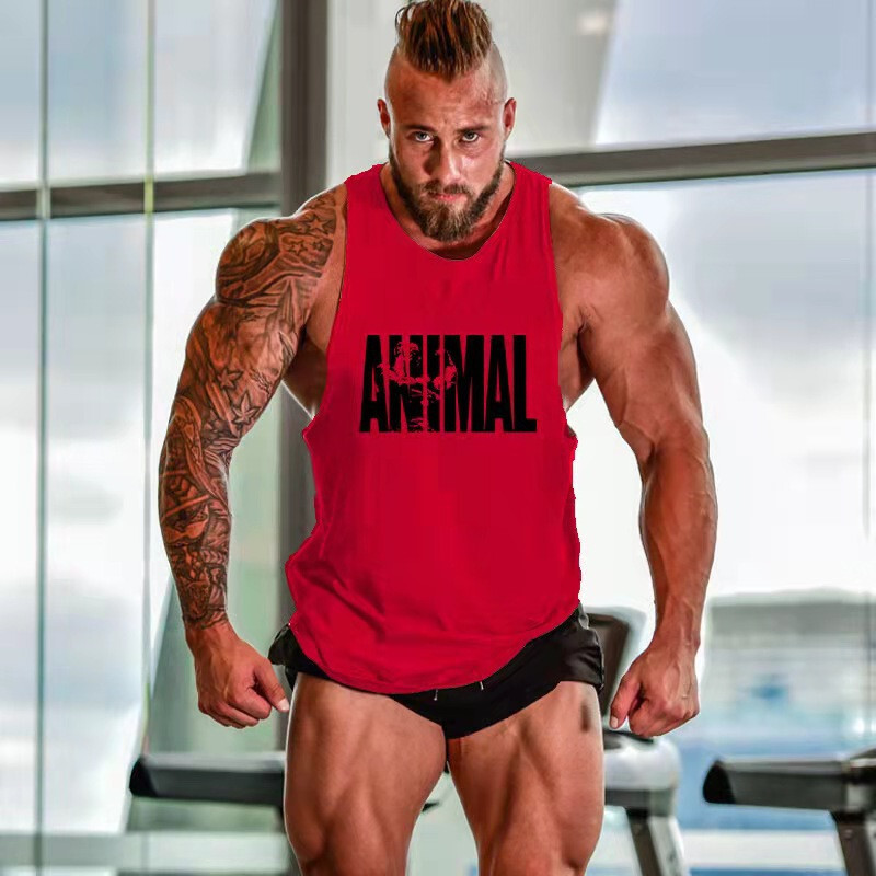 Men's Gym Workout Printed "ANIMAL" Tank Top VEST Fitness Bodybuilding Stringer gallery